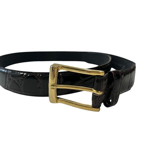 Leather Belt with Gold Buckle, size 34 - Picture 7 of 7
